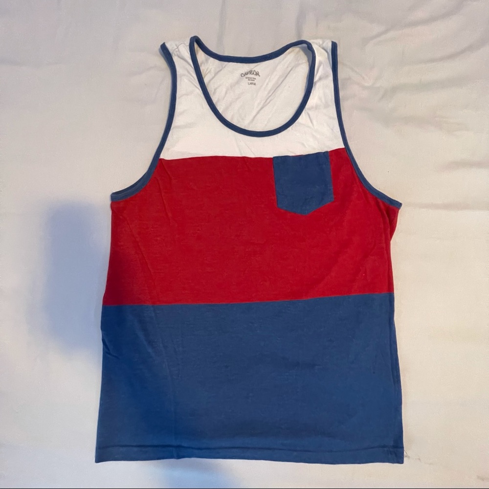 Red, Blue and White Stripped Tank Top